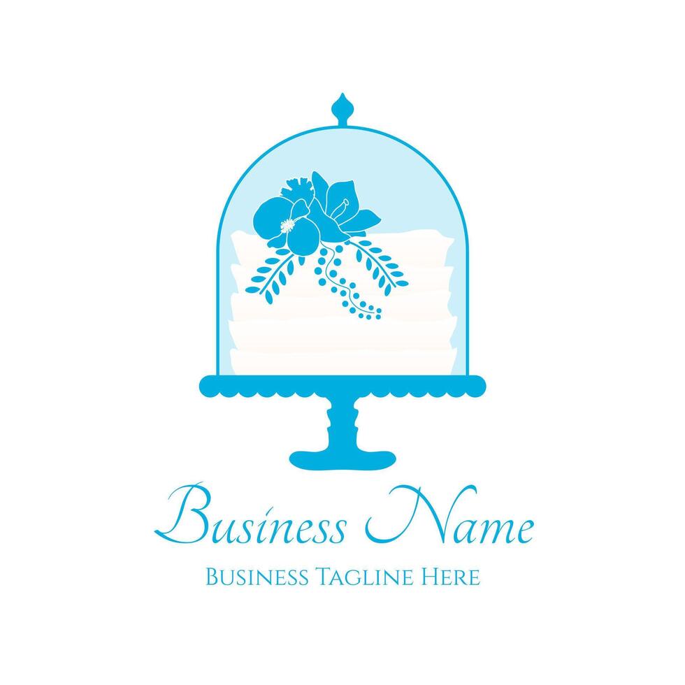 Blue Bakery Logo Design with a Cake vector