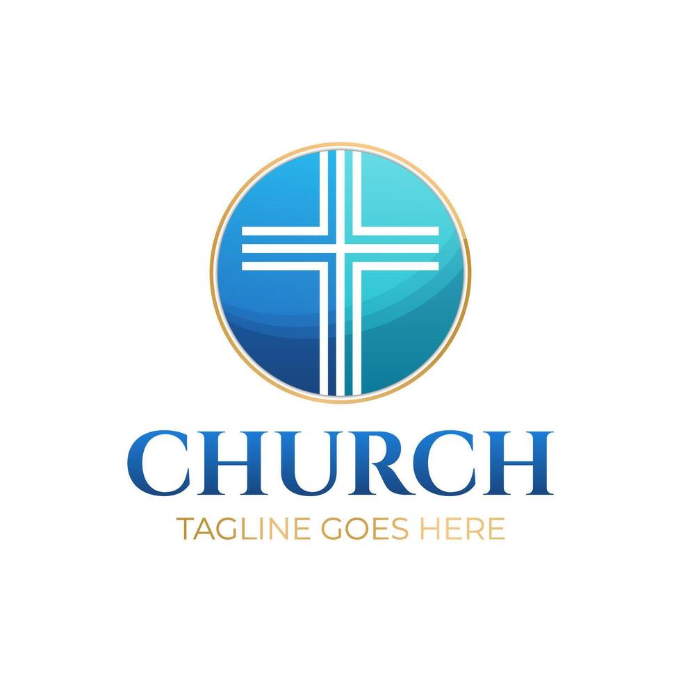 Christian Church Logo Design with Cross vector