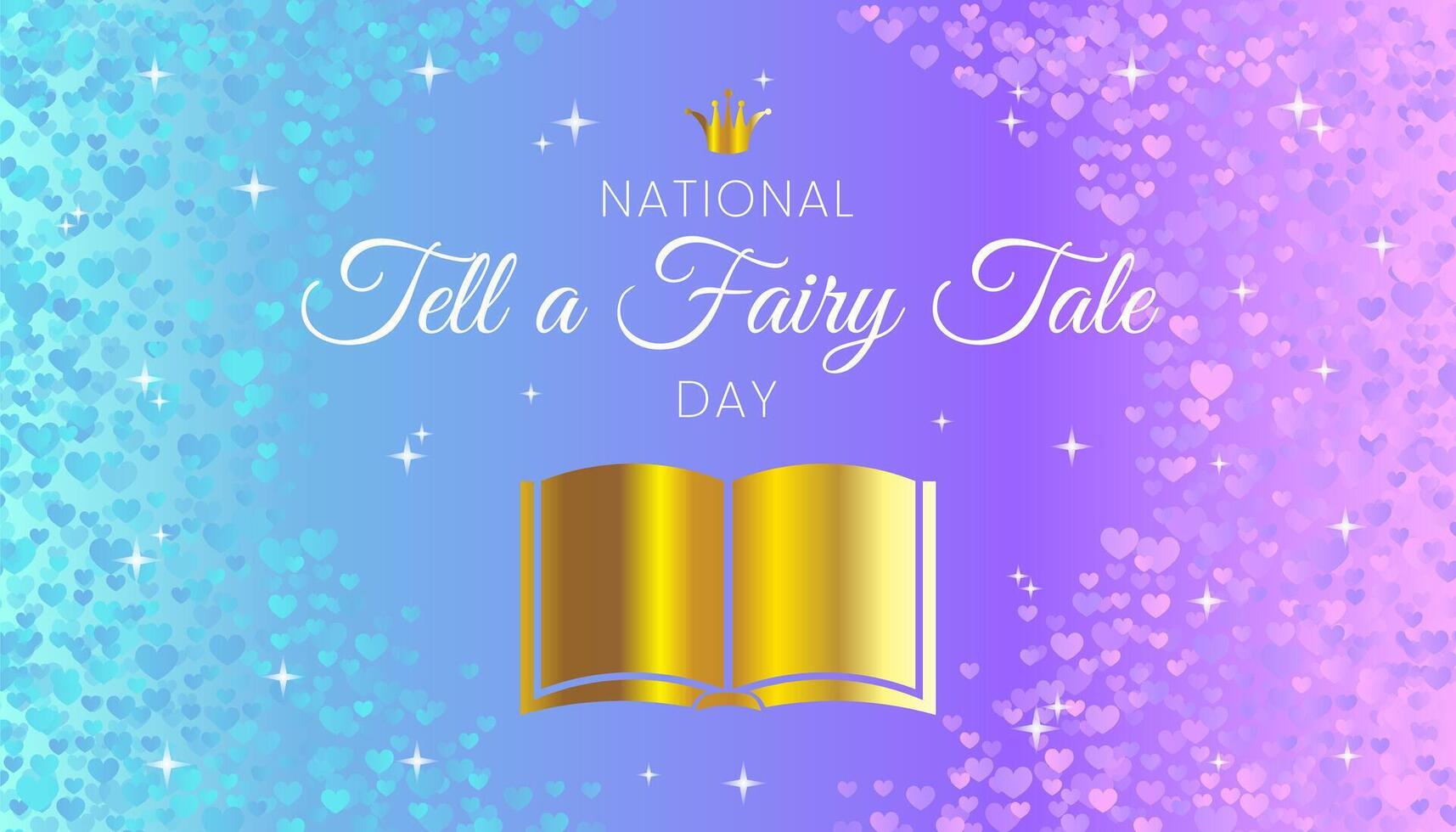 National Tell a Fairy Tale Day Background Illustration in Blue and Purple Color and Gold Book vector