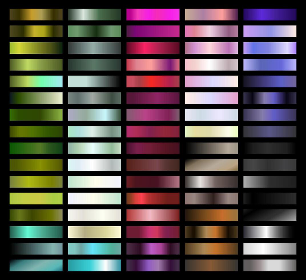 Elegant Metal Gradient Collection of Every Color Swatches vector