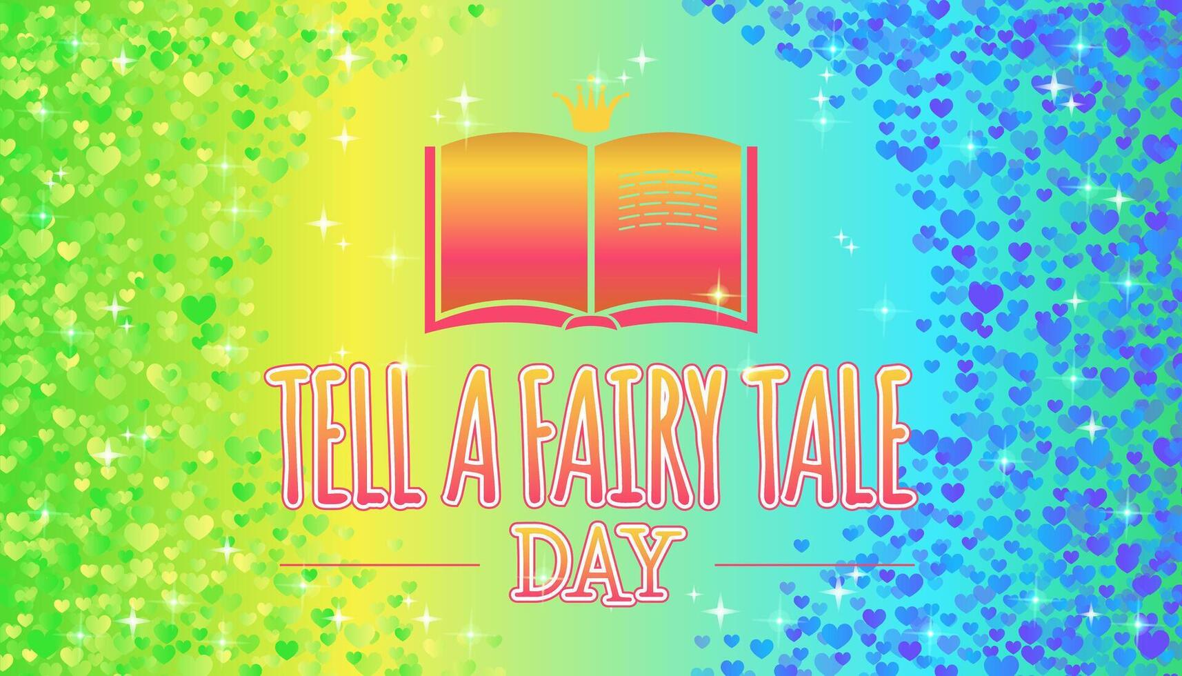 Tell a Fairy Tale Day Cartoon Style Illustration Design with Book in Blue and Green vector