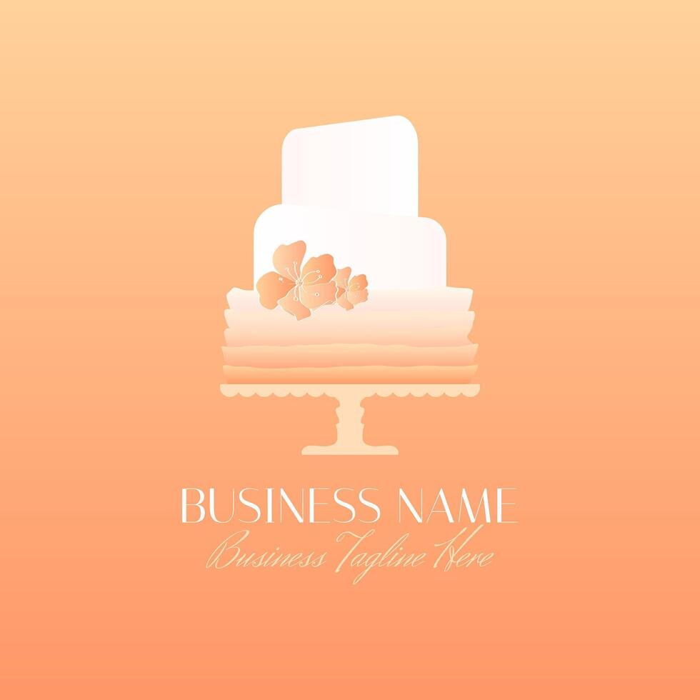 Cake Bakery Logo in Elegant Style in Peach Color vector