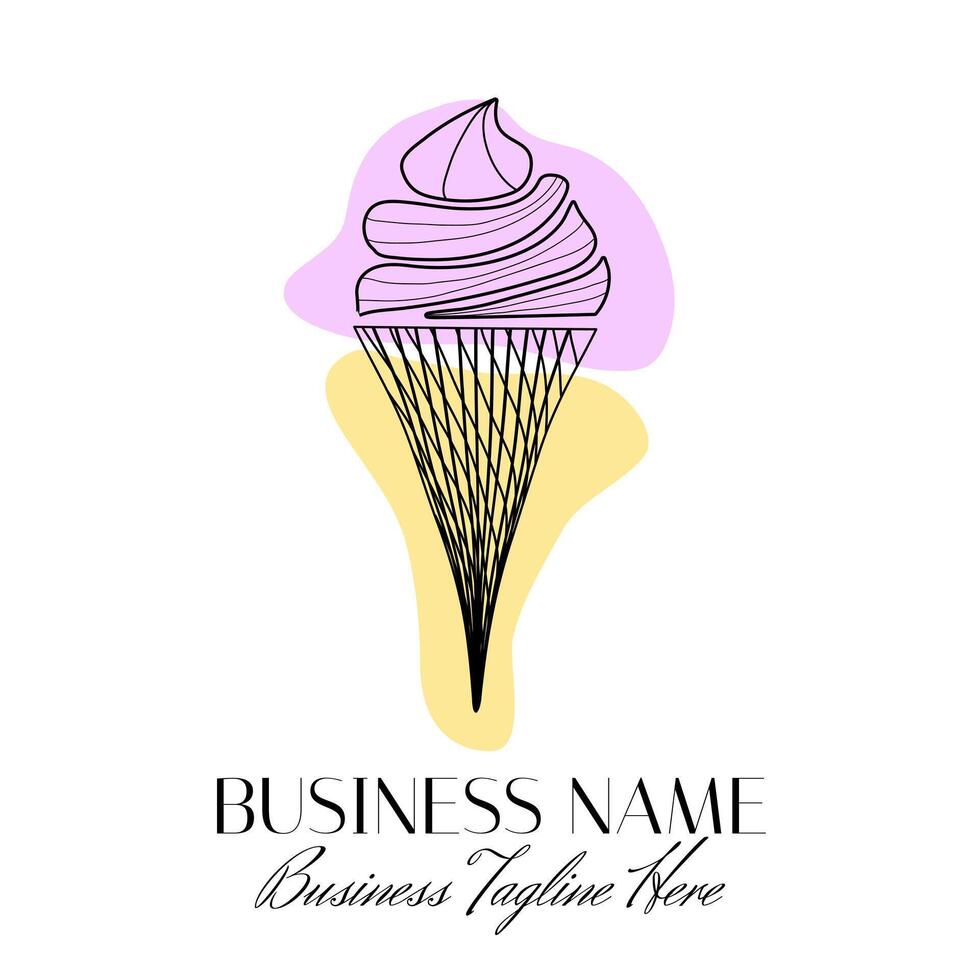 Ice Cream Shop Modern Pink and Yellow Logo vector