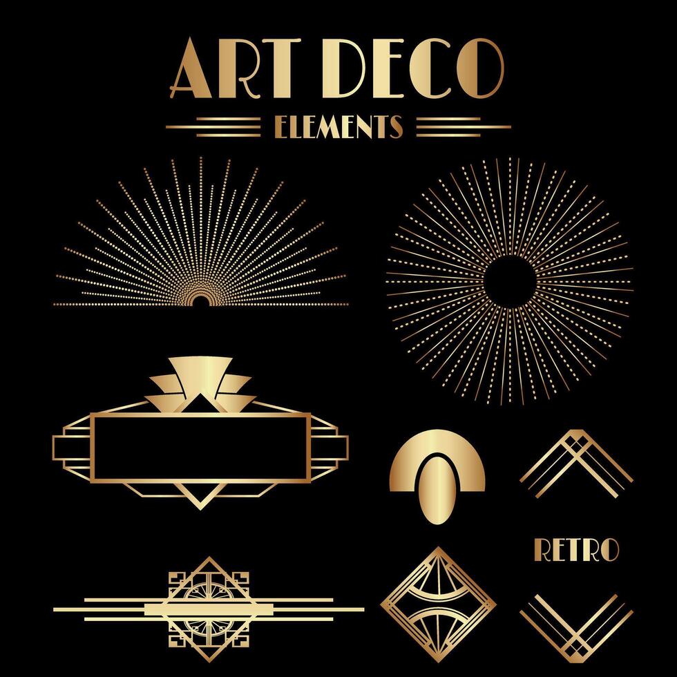 geométrico gatsby Arte deco adornos y decorativo elementos vector