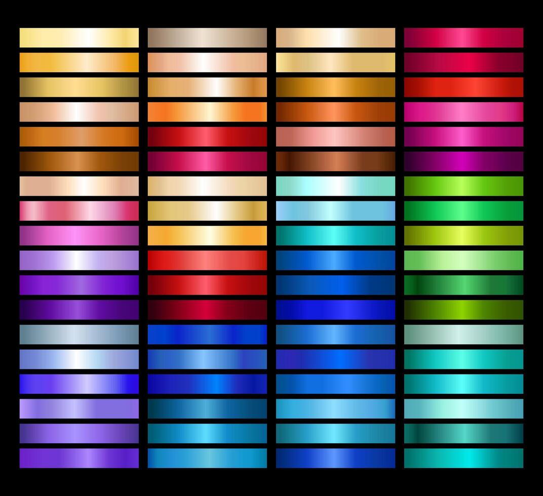 Metal Gradient Collection of Every Color Swatches vector