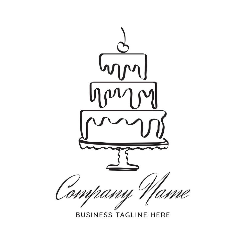 Abstract Cake Outline Logo Design vector