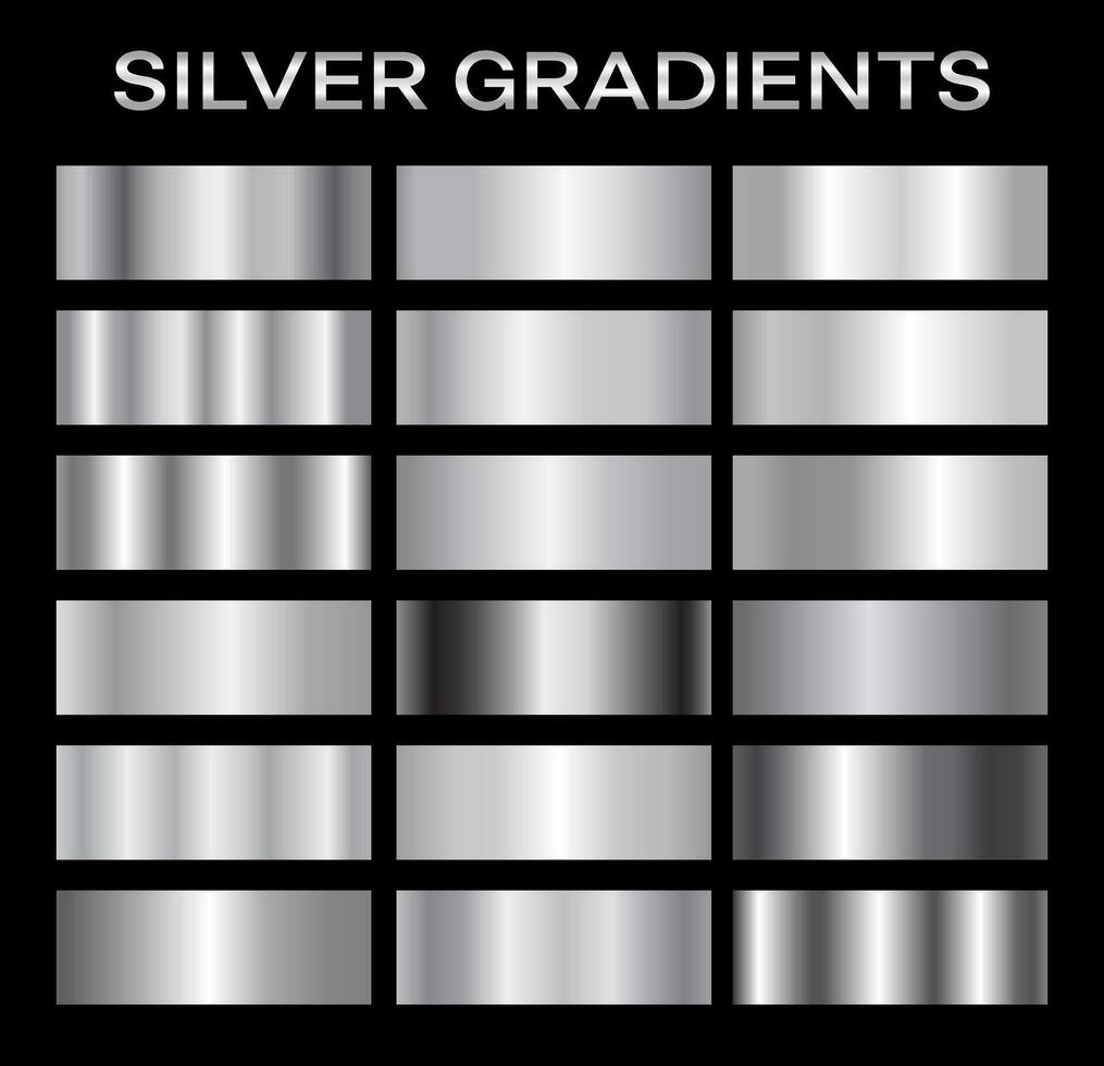 Silver Metal Gradient Collection of Swatches vector