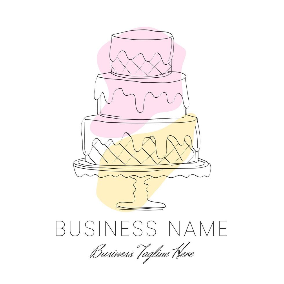 Abstract Cake Logo Design in Yellow and Orange color and Draft Style vector