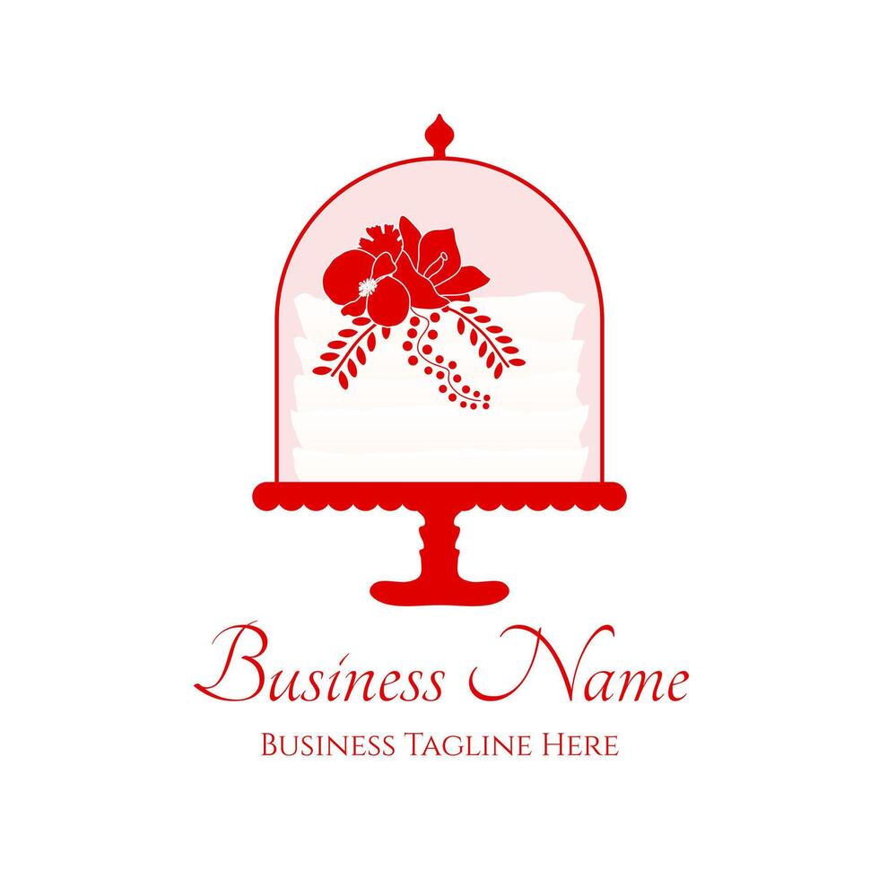 Red Bakery Logo Design with a Cake vector