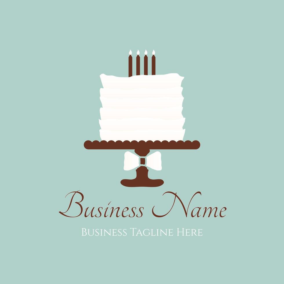 Bakery Logo Design with Chocolate Cake and Bow vector