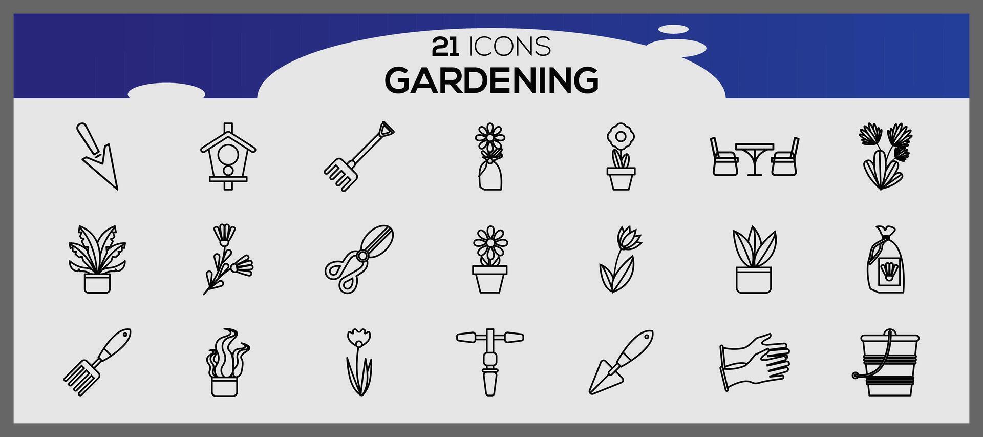 Graden icon set. Gardening elements set. vector