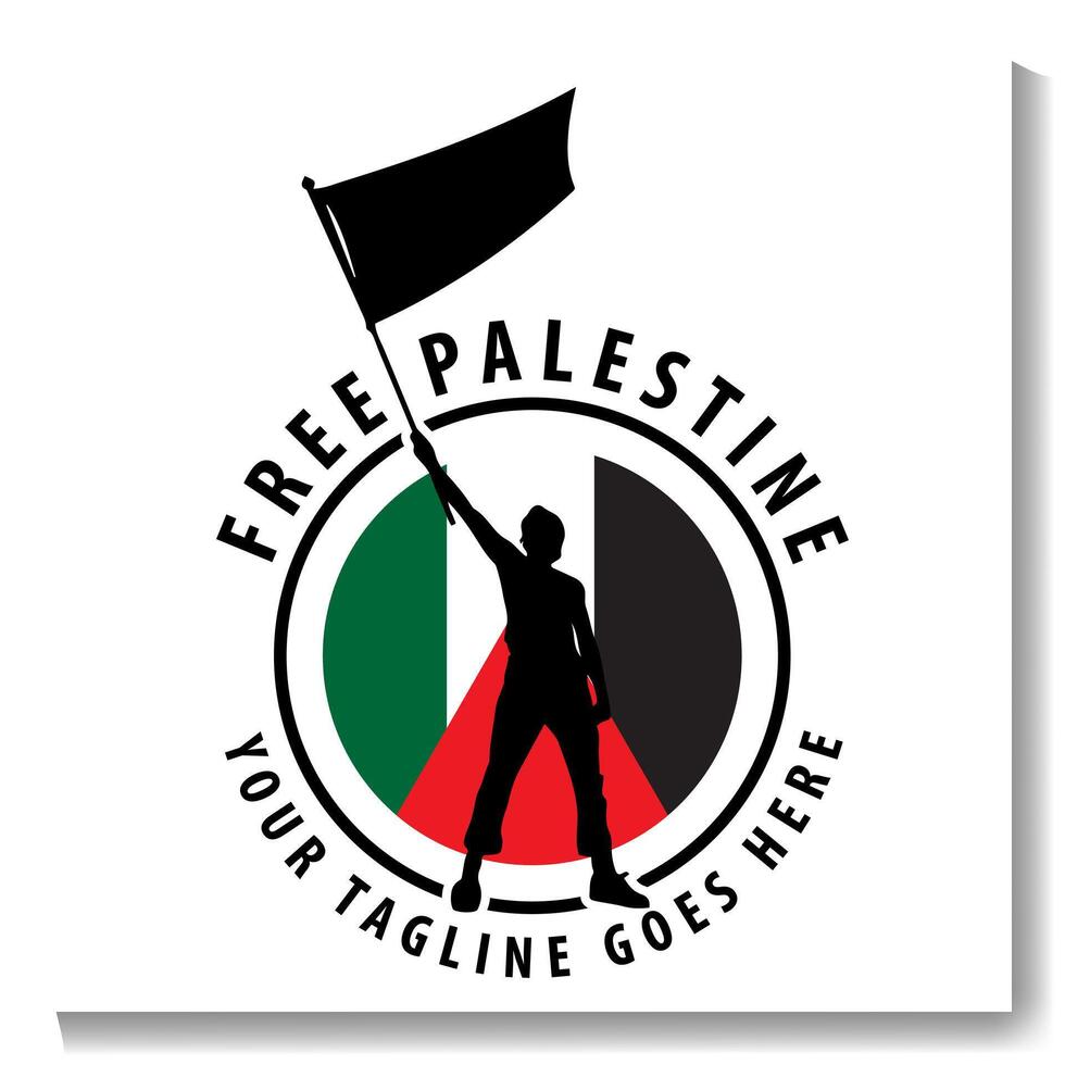 Palestine badge logo modern circle logo. Palestine flag illustration flat design. vector