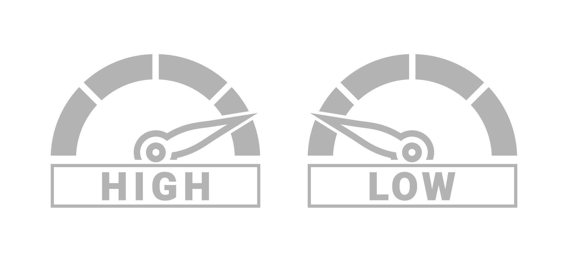 Low and High Gauge Scale Measure Speedometer Icon Isolated vector