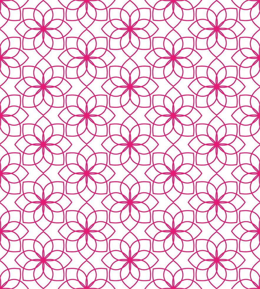 Simple Flower Outline Geometric Seamless Pattern vector