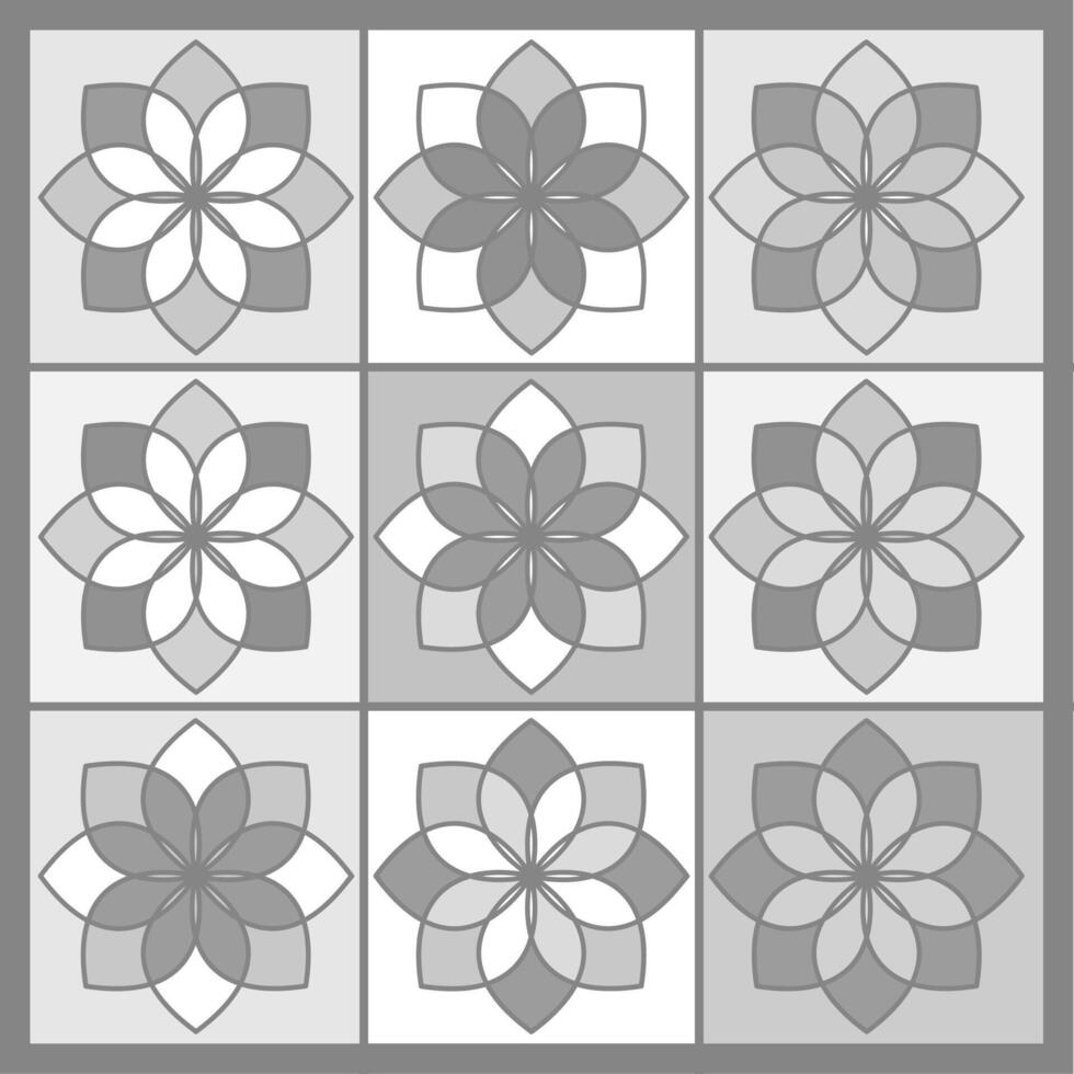 Gray Flower Tile Floral Pattern Design vector