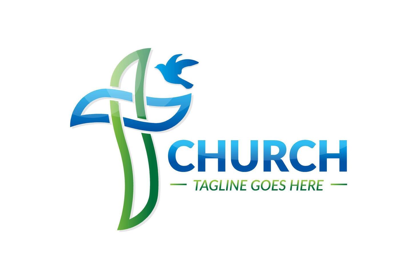 Christian Church Logo Design with Cross and Pigeon vector