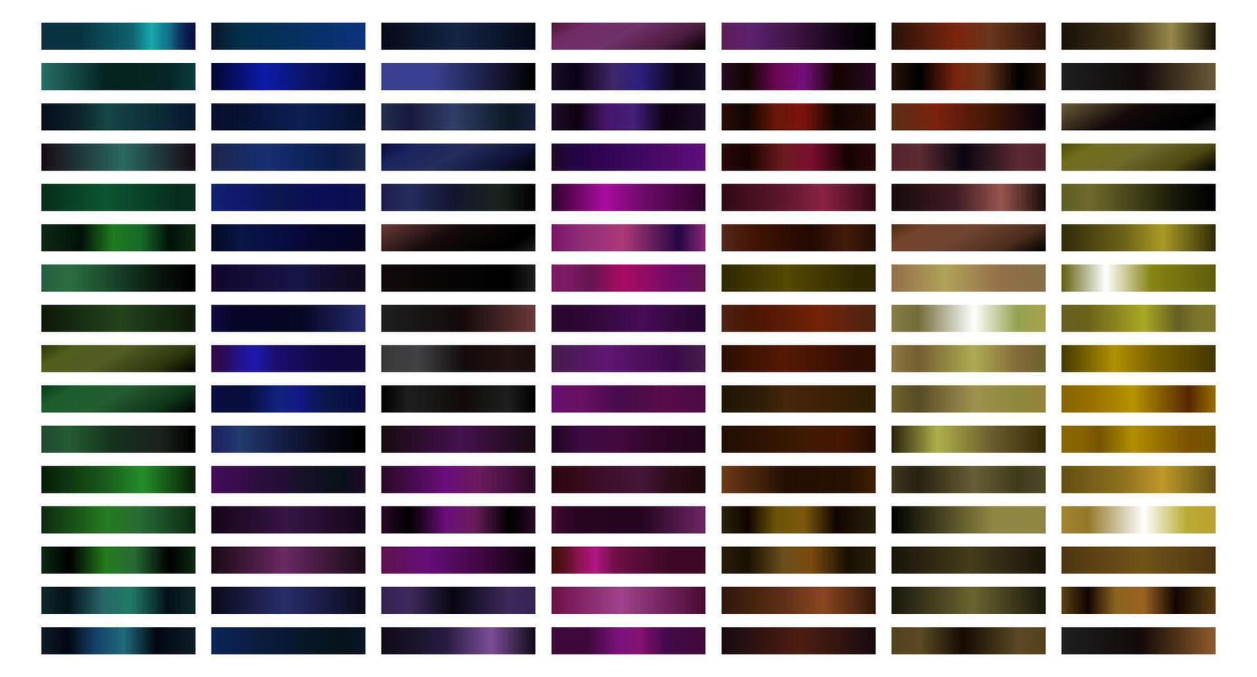 Dark Metal and Color Gradient Collection of Swatches vector