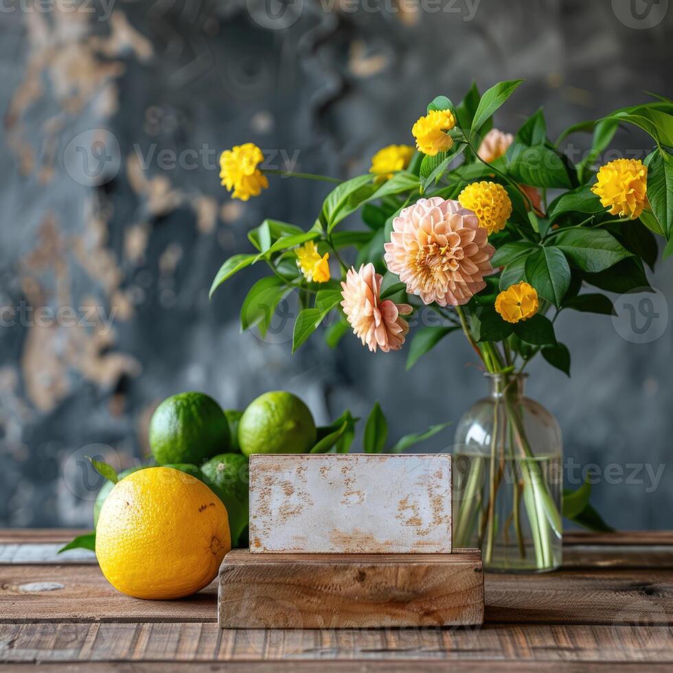 AI generated Save the date white block calendar for Cinco de Mayo, with limes, lemons and flowers. ai generated photo