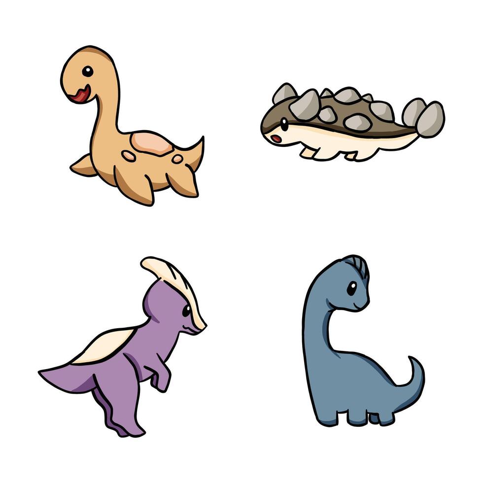 cute kawaii animal dinosaur illustration vector