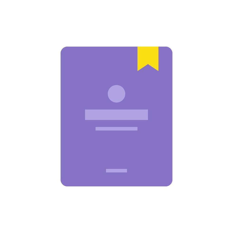 Simple purple diploma certificate with bookmark and text flat. Educational paper document vector