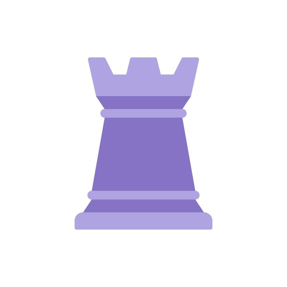 Purple rook chess figure flat table game element for leadership skill strategy battle vector