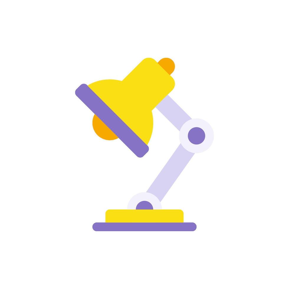 Yellow task table light lamp side view illustration. Electricity illumination lighting device vector