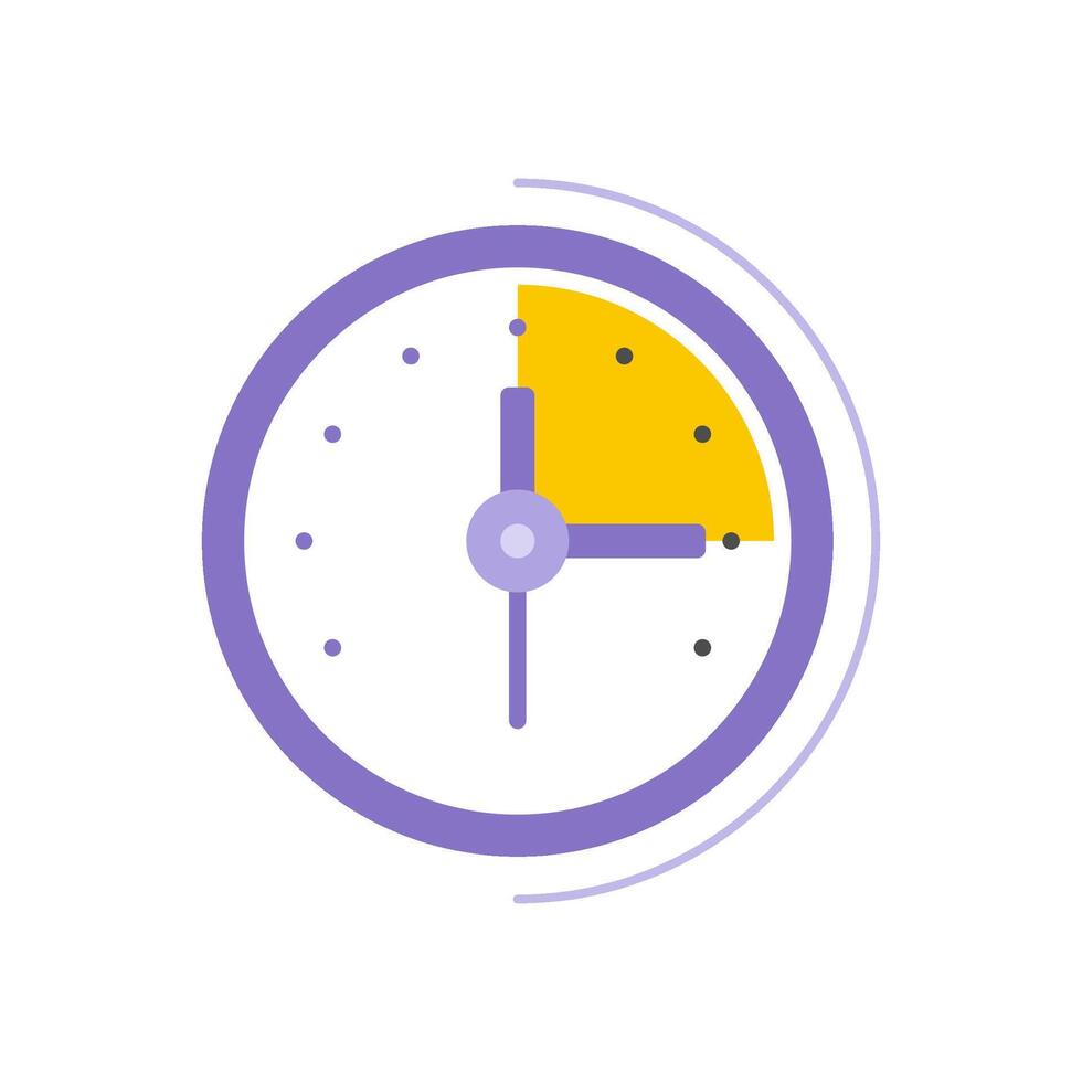 Wall clock with hour, minute and second arrows icon . Rounded clock for time checking vector