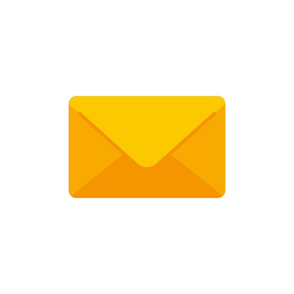 Classic yellow closed paper envelope for send letter correspondence flat illustration vector