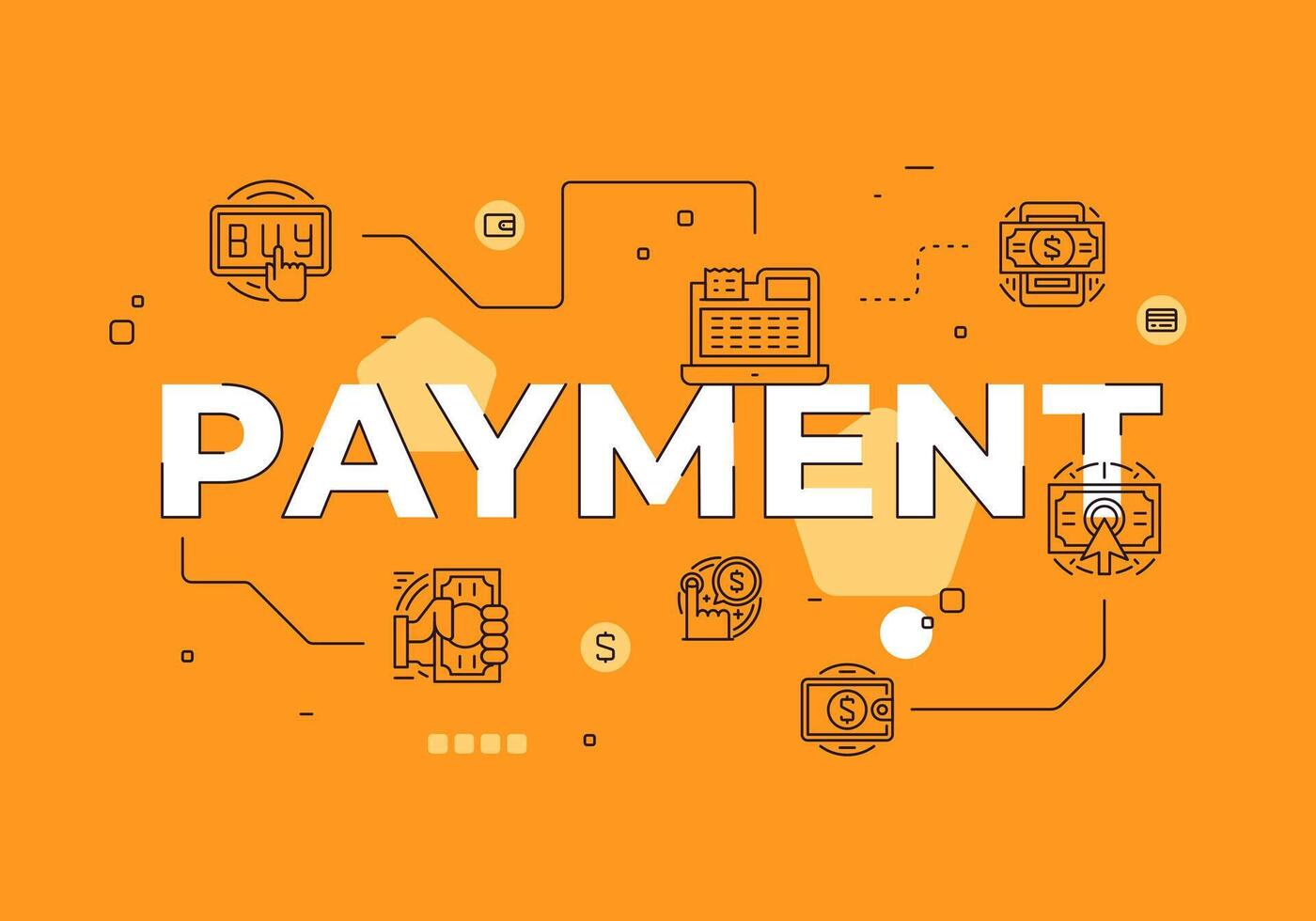 Payment text concept modern flat style illustration red banner with outline icons vector