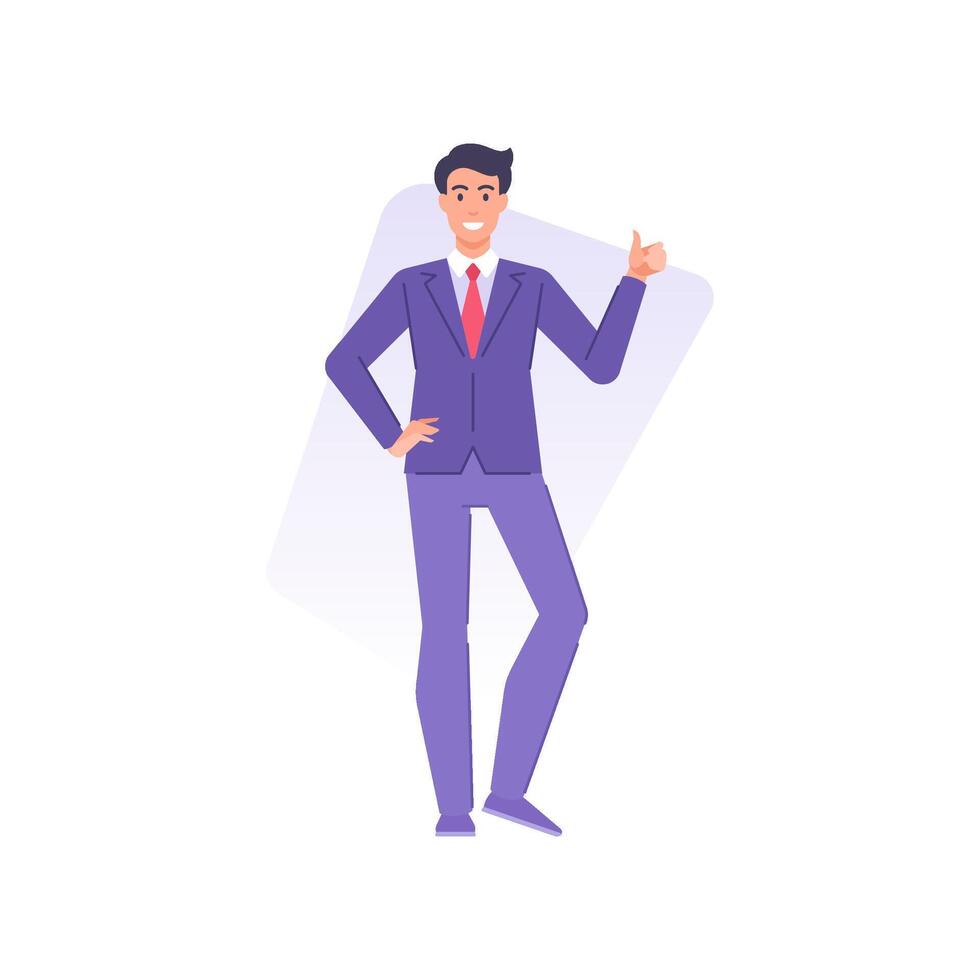 Successful business man perform thumbs up gesture good news win and positive emotion vector