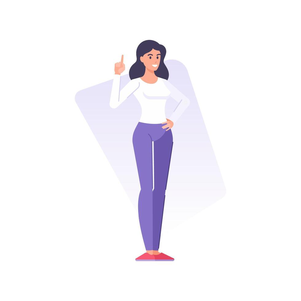 Beautiful smiling young business woman having good idea innovation solving problem or decision vector