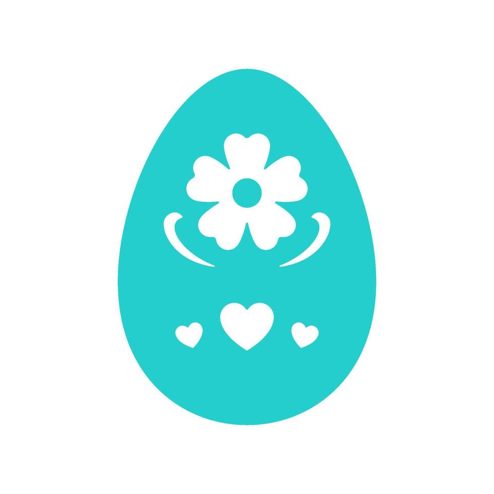 Green Easter egg elegant painted decorative element religious holiday celebration icon vector flat
