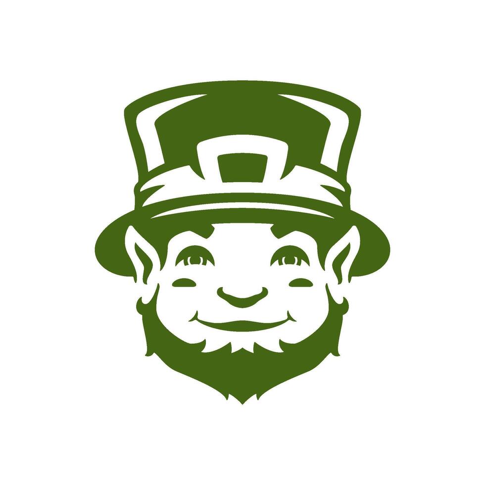 St Patrick's Day Irish leprechaun troll bearded elf hat portrait vintage icon vector flat