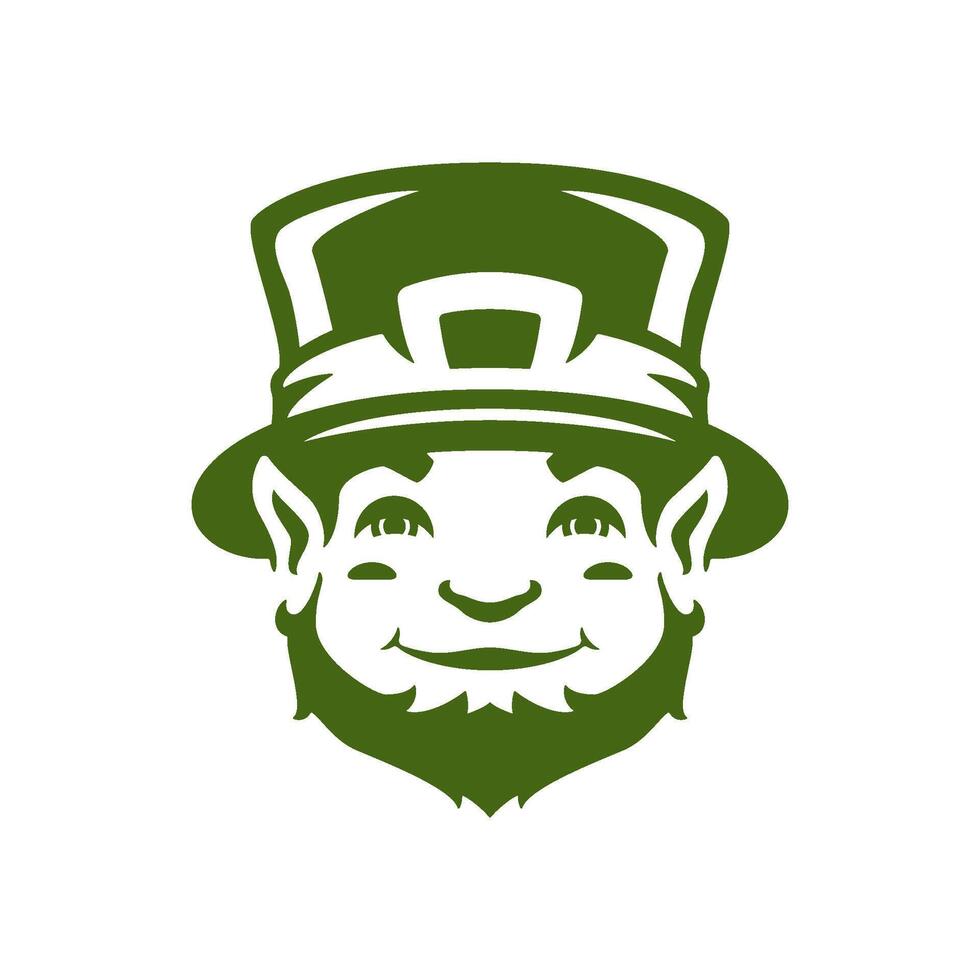 S t patrick's día irlandesa duende Troll barbado duende sombrero retrato Clásico icono vector plano