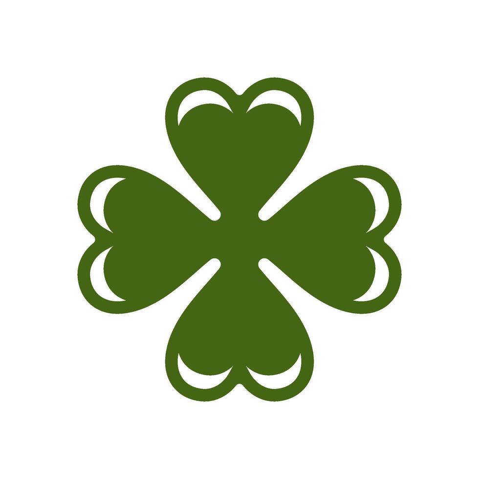 Santo patrick's día suerte irlandesa verde trébol pétalos hojas fortuna mascota Clásico icono vector plano