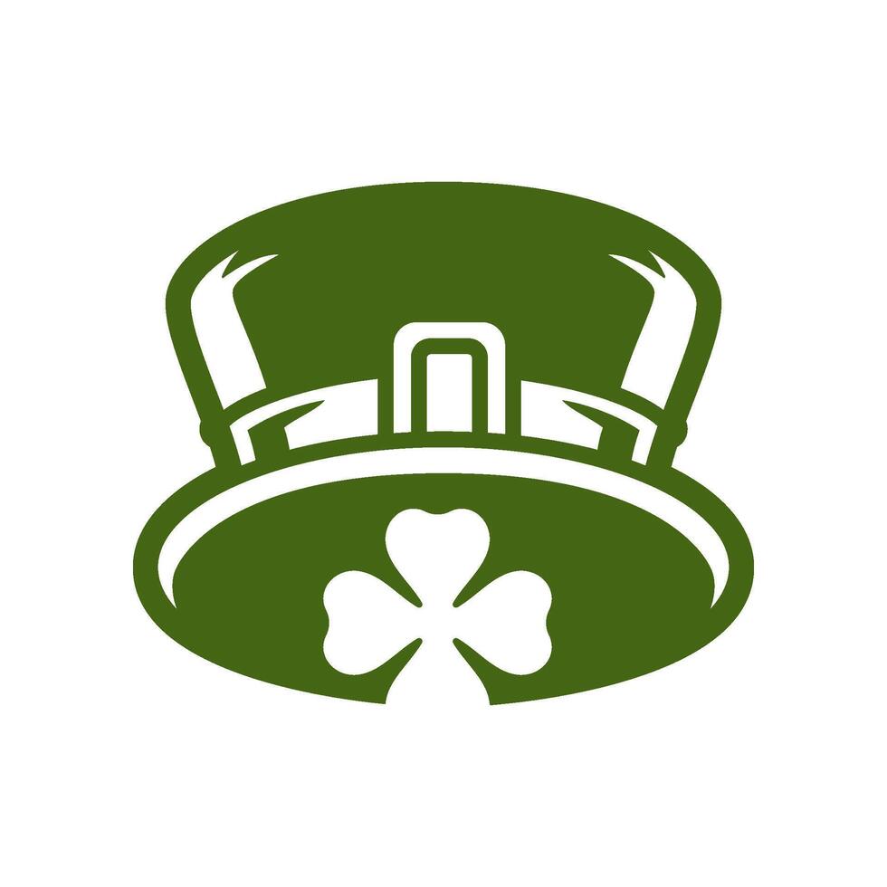 Saint Patrick's Day leprechaun hat lucky Irish green clover fortune mascot vintage icon vector flat