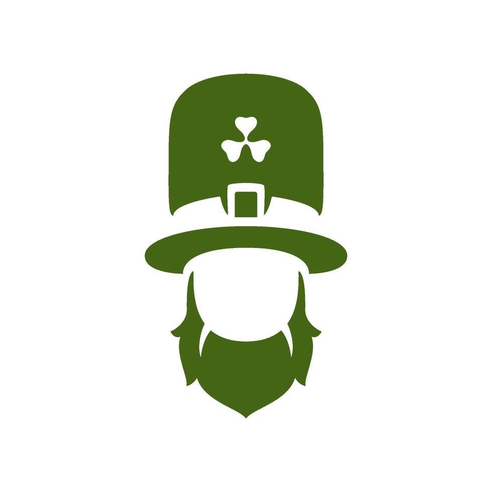 Saint Patrick's Day Irish lucky leprechaun hat clover faceless silhouette vintage icon vector flat