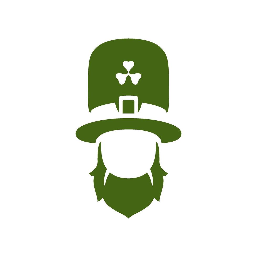 Santo patrick's día irlandesa suerte duende sombrero trébol sin rostro silueta Clásico icono vector plano