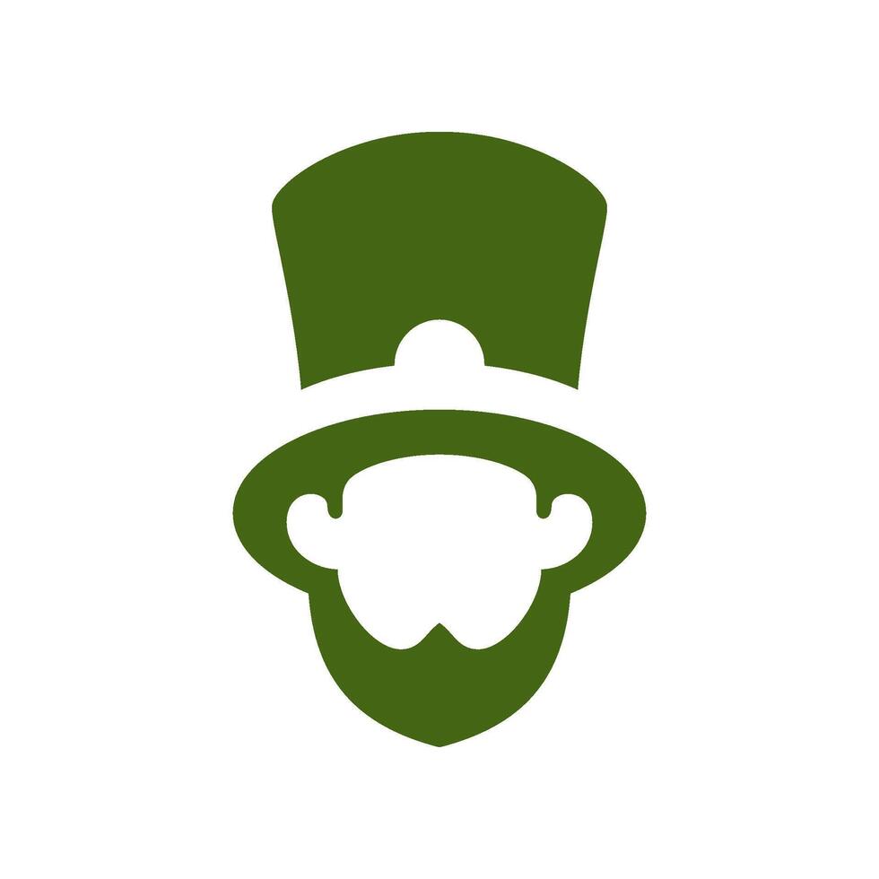 St Patrick's Day lucky Irish leprechaun hat portrait silhouette vintage icon vector flat