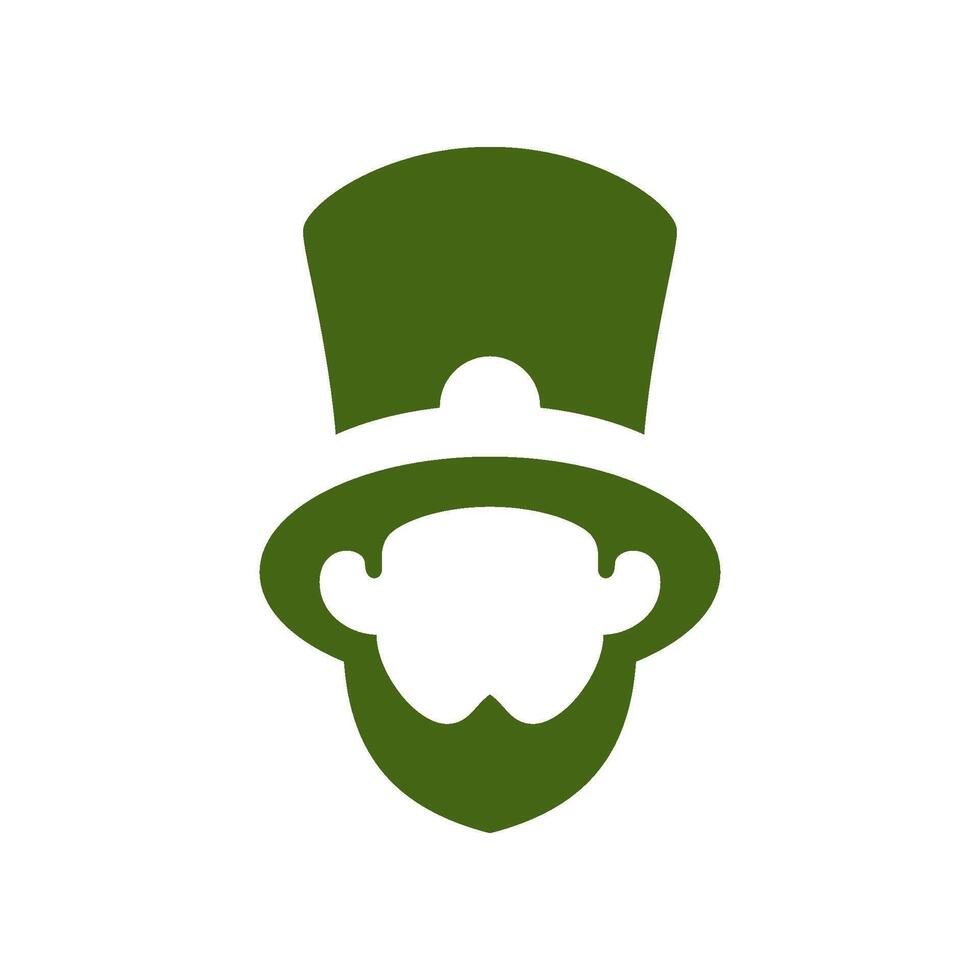 St Patrick's Day lucky Irish leprechaun hat portrait silhouette vintage icon vector flat