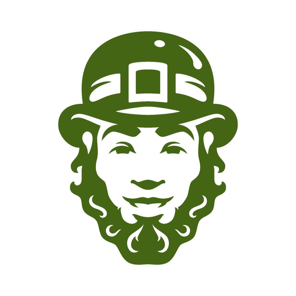 Saint Patrick's Day lucky troll leprechaun face in hat Irish fortune mascot vintage icon vector flat
