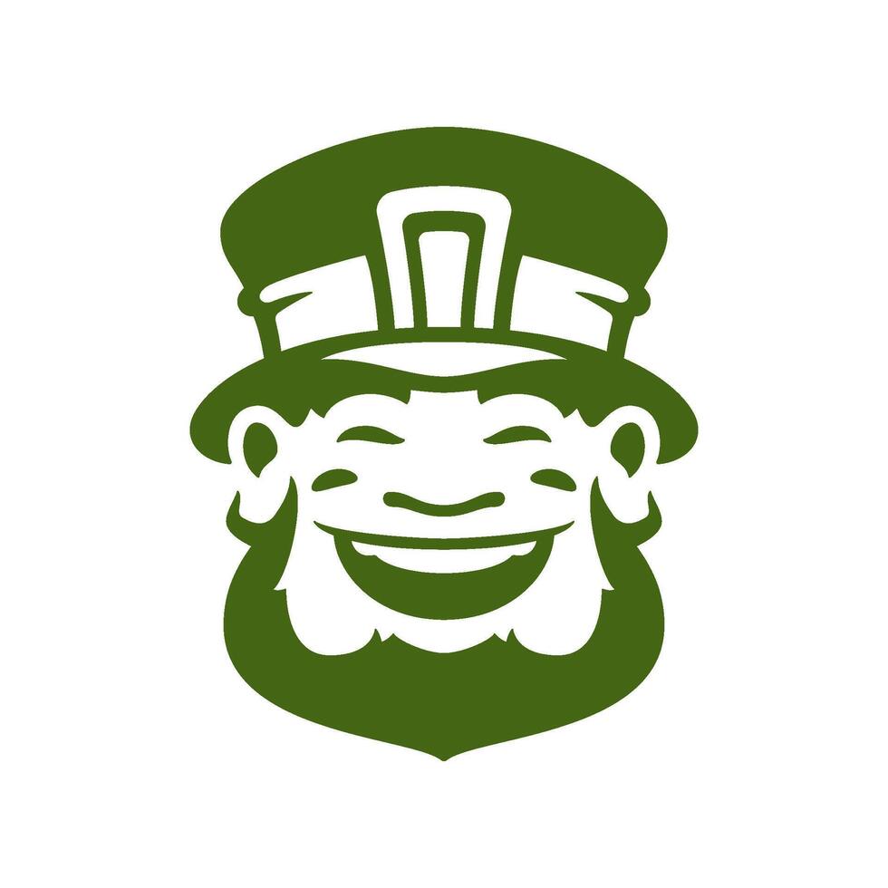 St Patrick's Day laughing lucky troll bearded leprechaun in hat mascot vintage icon vector flat