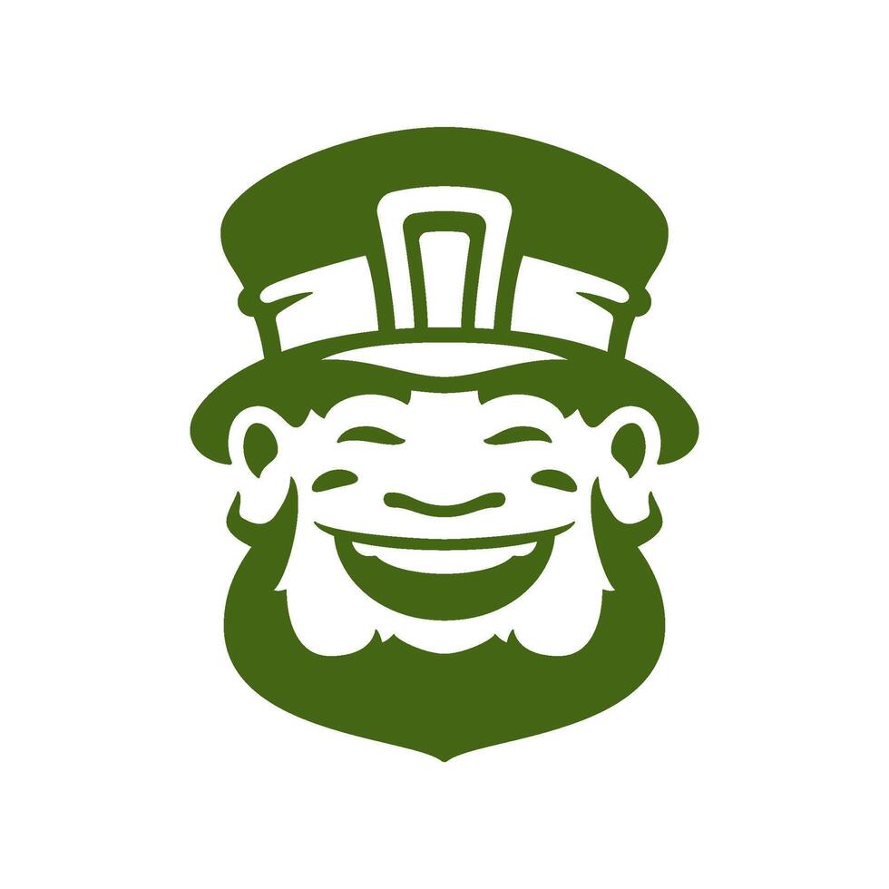 St Patrick's Day laughing lucky troll bearded leprechaun in hat mascot vintage icon vector flat