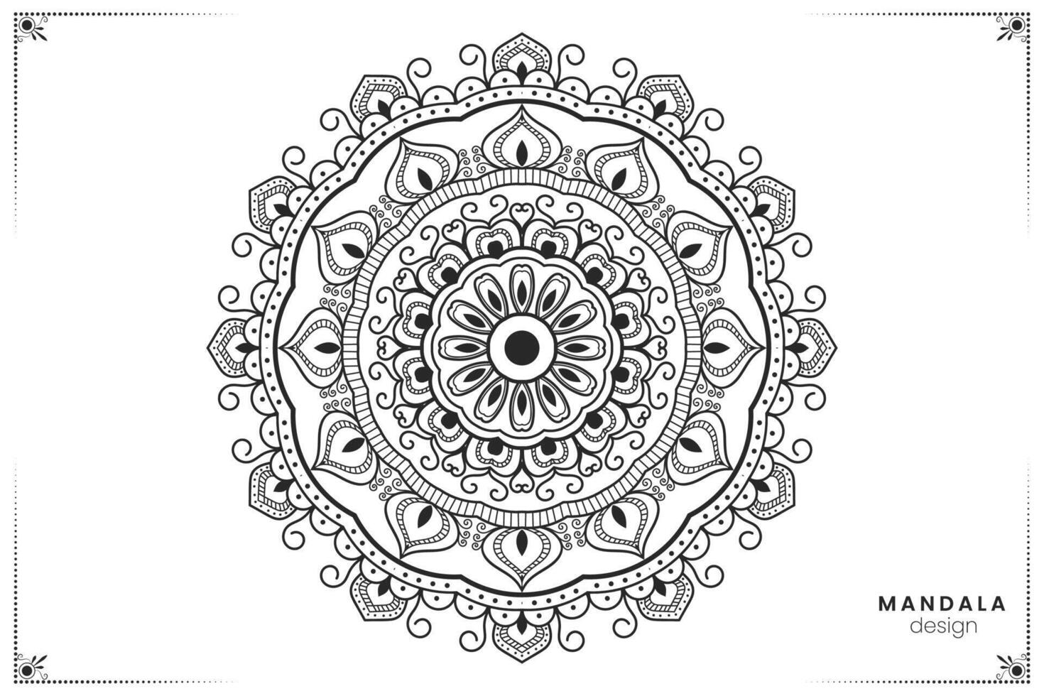 Geometric floral mandala design, ornate ethnic oriental style in format for coloring book, suitable for mehndi, textiles, posters and tattoos vector