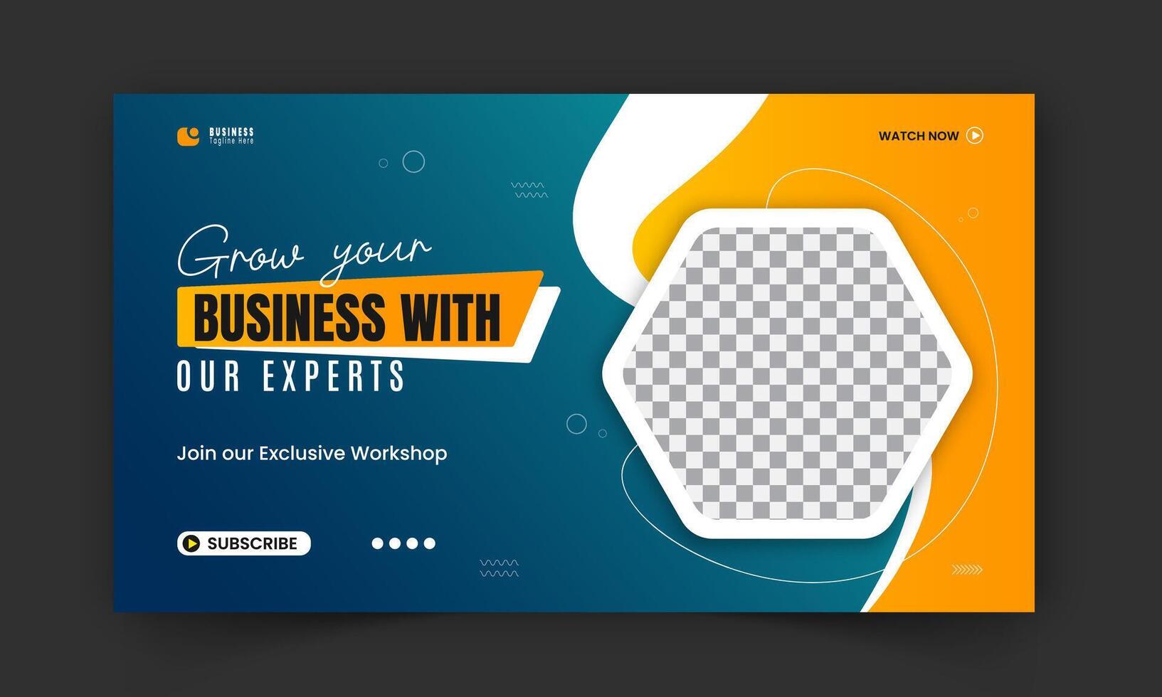 Corporate creative thumbnail and social media cover or web banner design, digital marketing agency gaming live stream for business promotion on abstract orange shape and green background vector