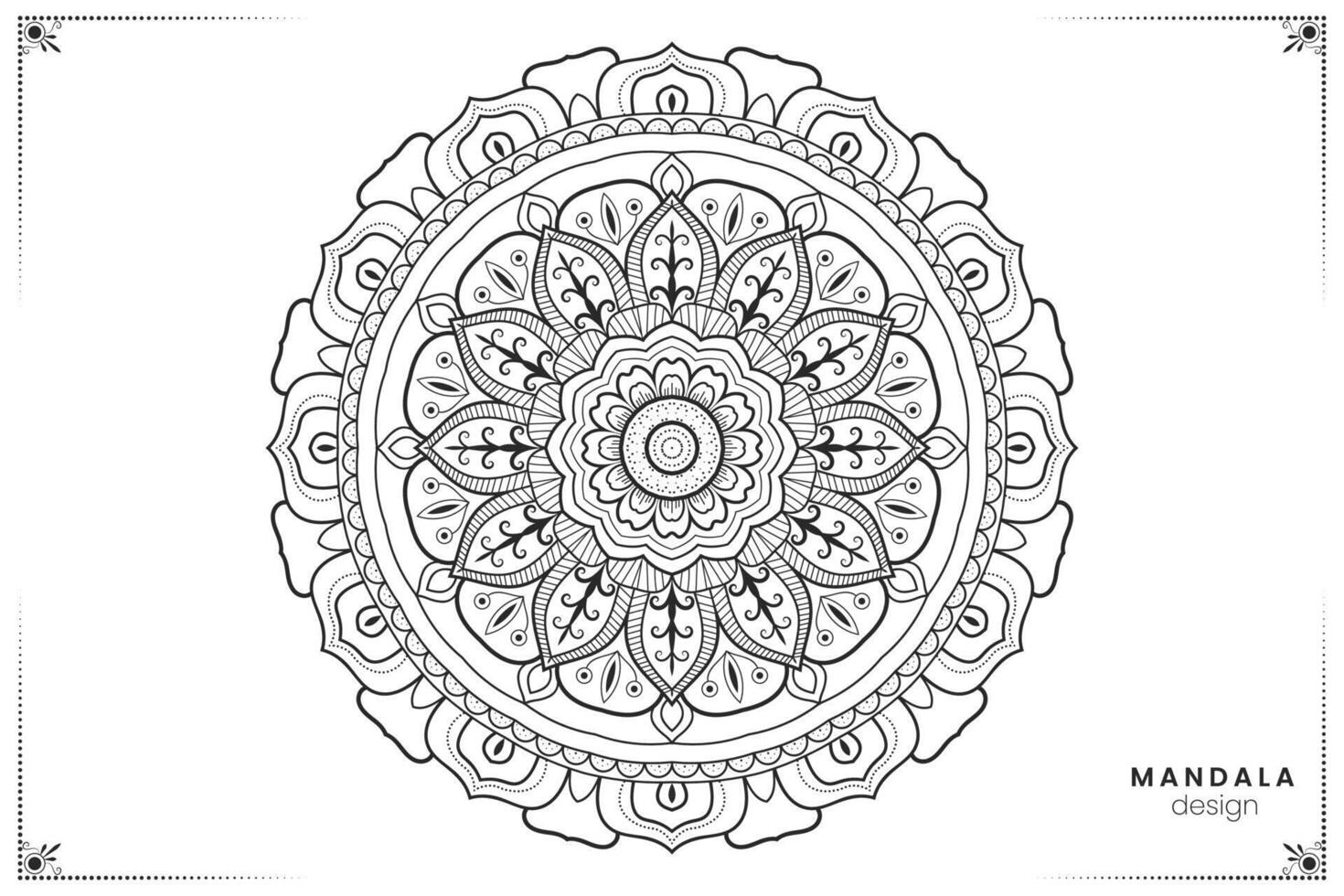 Geometric floral mandala design, ornate ethnic oriental style in format for coloring book, suitable for mehndi, textiles, posters and tattoos vector