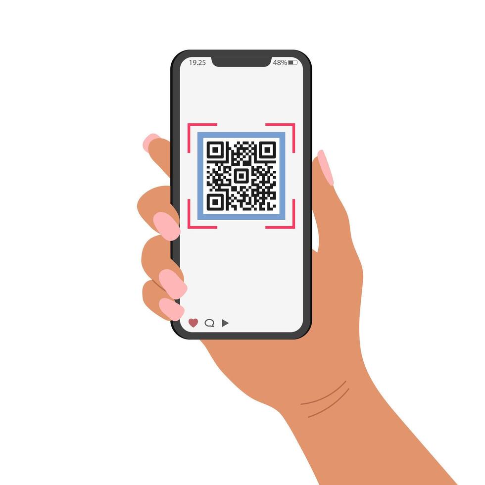 QR code mobile phone scan on screen. Business and technology concept. Illustration. . vector