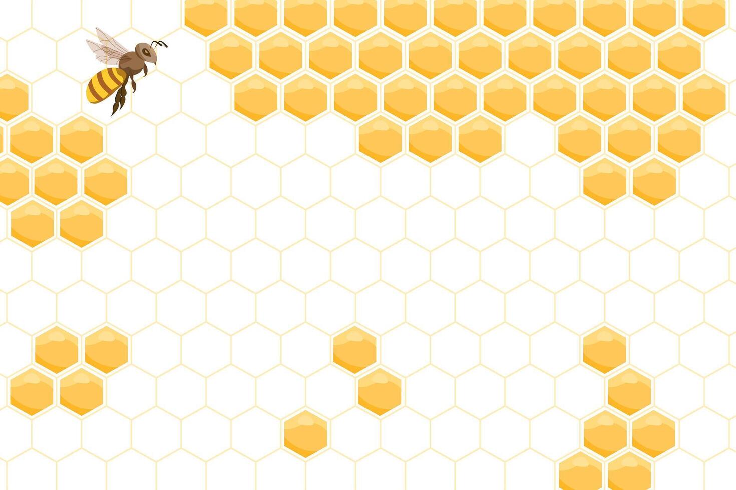 Bee hive, abstract honeycombs and bees on a white background. Illustration. vector