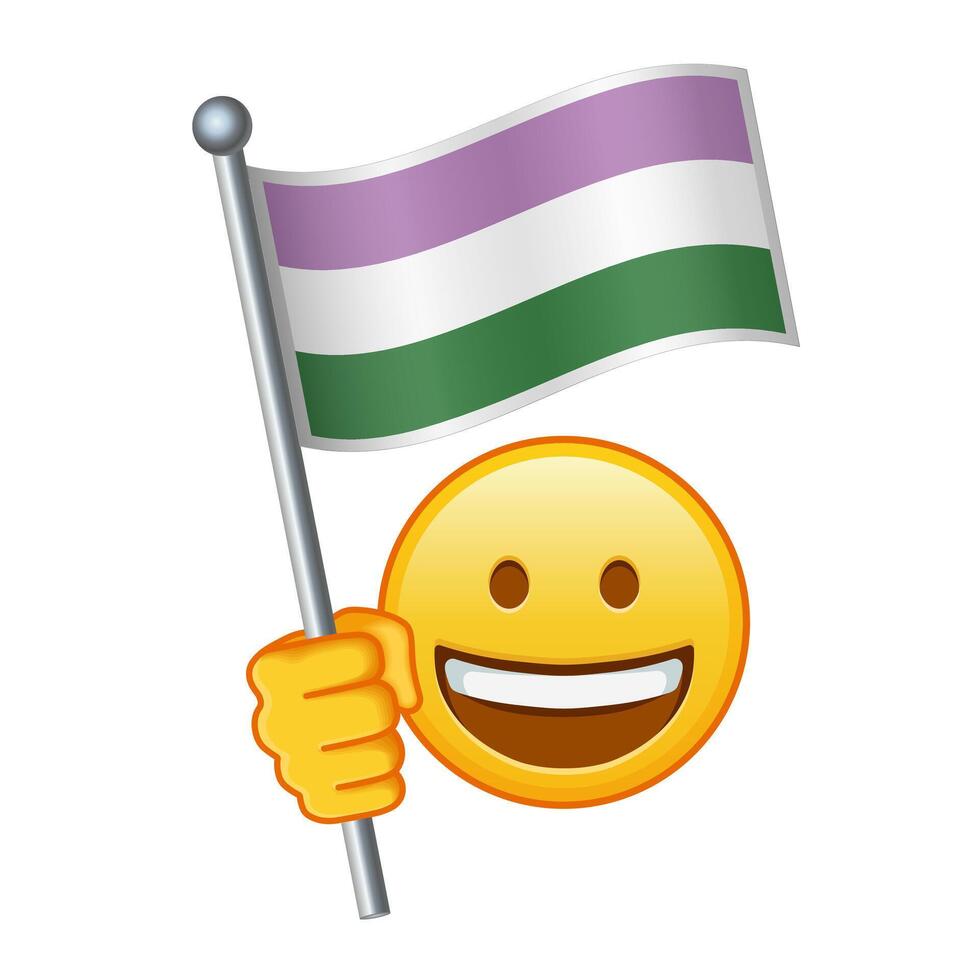 emoji con género queer orgullo bandera grande Talla de amarillo emoji sonrisa vector