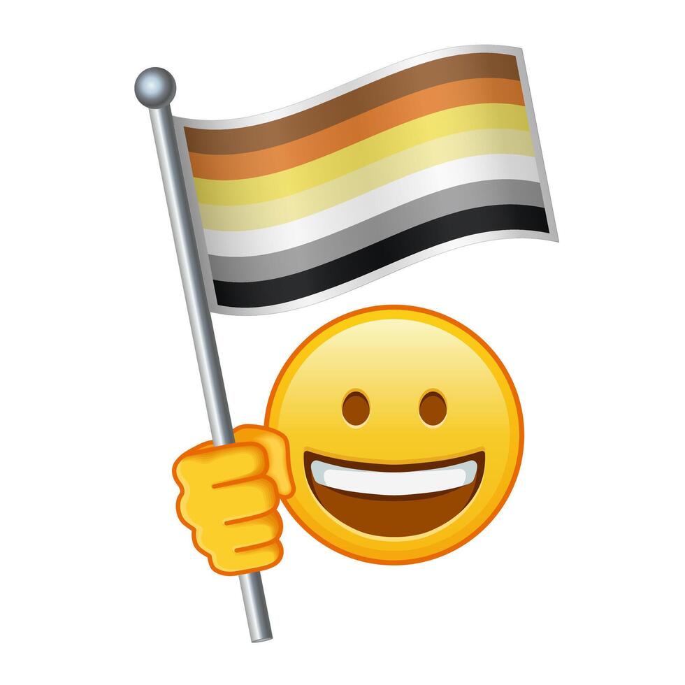 Emoji with Bear Brotherhood pride flag Large size of yellow emoji smile vector